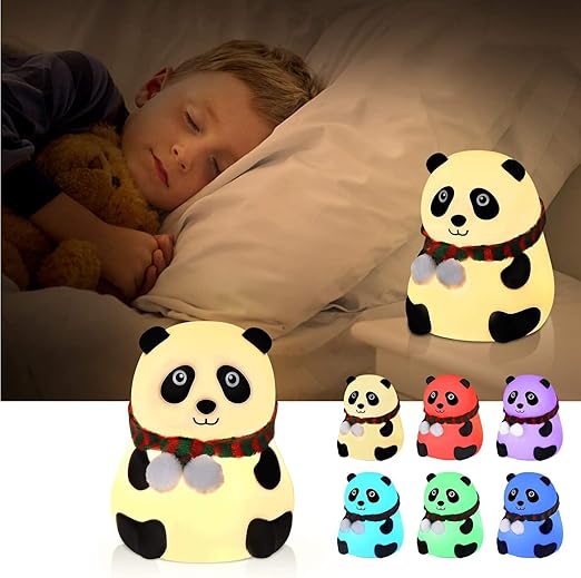 Cute LED Panda Rechargeable Silicone LED Lamp for Kids Soft Glow Panda lamp with Touch Gesture Control Night Cute Nursery Decor Silicone Nursery Panda Bear Table USB Charging Lamp