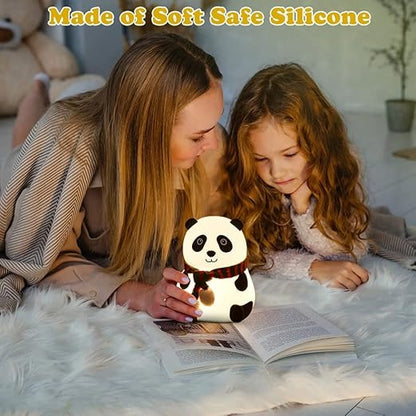 Cute LED Panda Rechargeable Silicone LED Lamp for Kids Soft Glow Panda lamp with Touch Gesture Control Night Cute Nursery Decor Silicone Nursery Panda Bear Table USB Charging Lamp